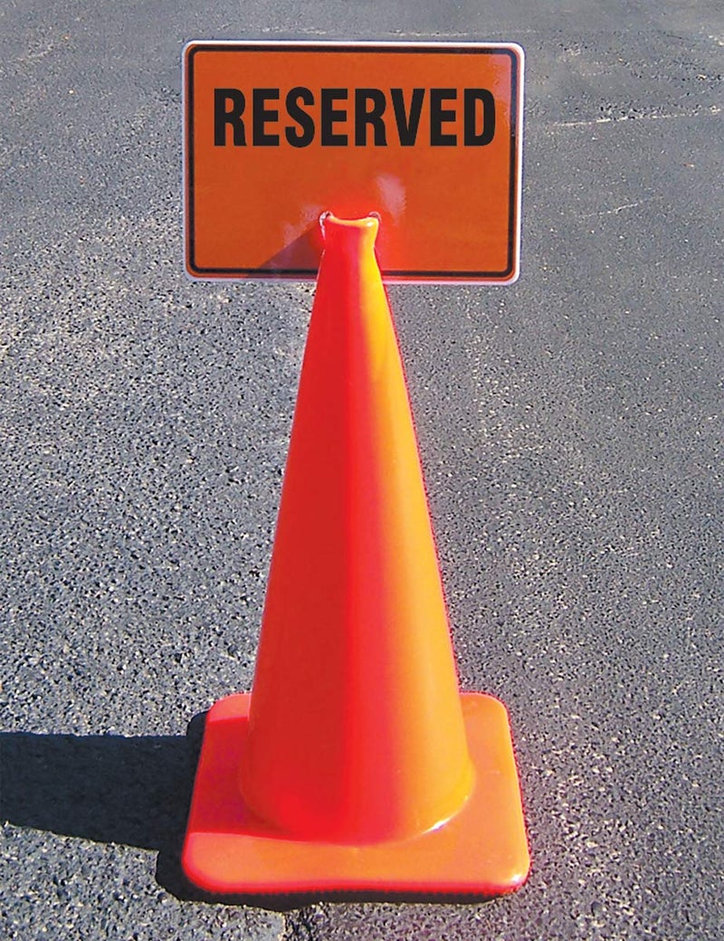 AccuformNMC "Reserved" Traffic Cone Top, Combine With Orange Cones to Create a Warning Sign, 10" x 14" Plastic Cone Sign, Made in the USA, FBC734 - Image 2